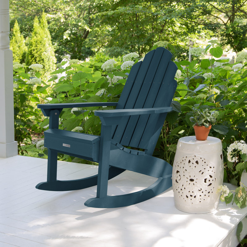 Chaise berçante d'extérieur en plastique Anette, Bleu Nantucket