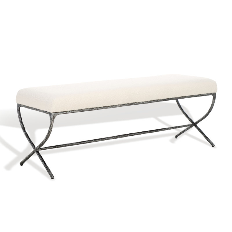 Banc rembourré Evelynn, Noir, Ivoire