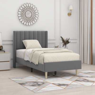 Eriksay Low Profile Upholstered Platform Bed with Wingback Headboard