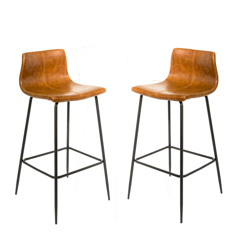 Encinas Upholstered Counter Stool with Metal Frame, Tan