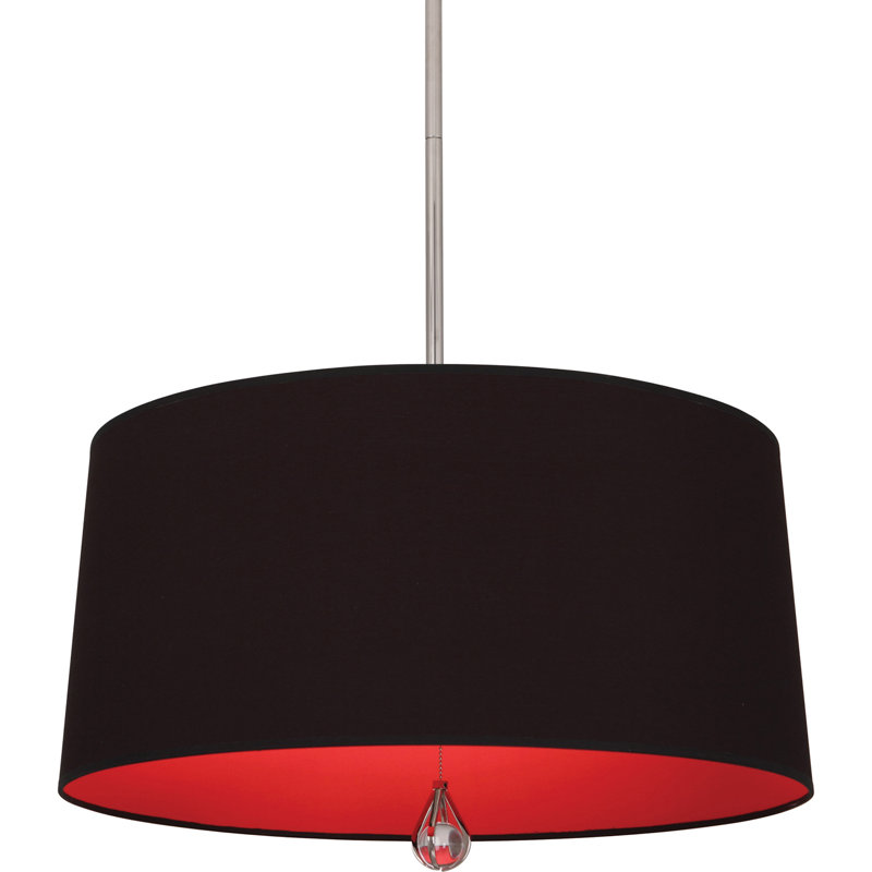Custis 3 - Light Chandelier, Blacksmith Black Fabric, Polished Nickel