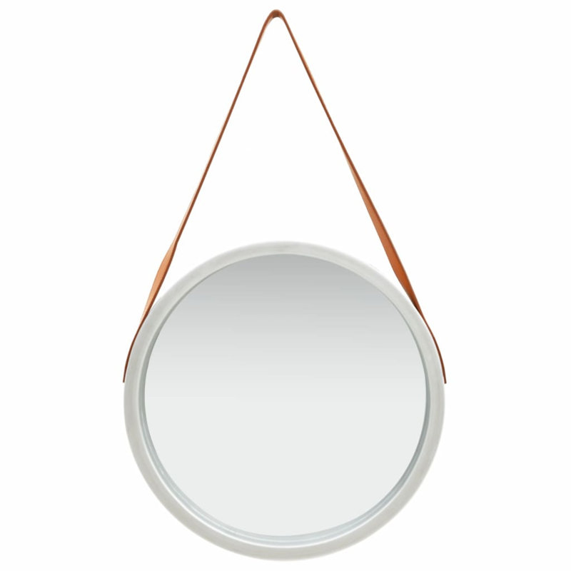 Hanging Mirror Height Adjustable Wall Mirror Bathroom Mirror Round, Silver, 16.7" x 16.7"