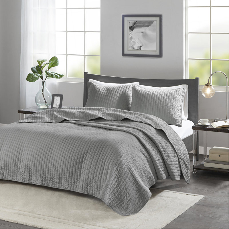 2 Piece Quilt Set Grey Twin/Twin XL
