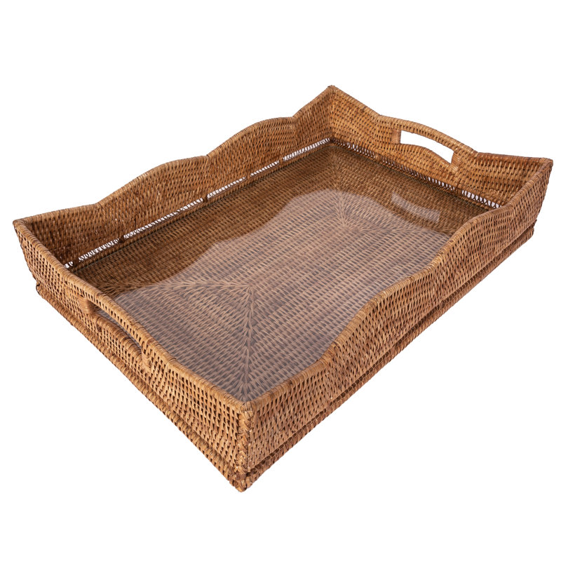Plateau de table basse Landry, With Glass, Honey Brown
