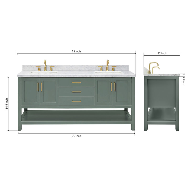 Magnolia Bath Vanity Rectangular Basin S073DCWRV, Vintage Green, Rectangular