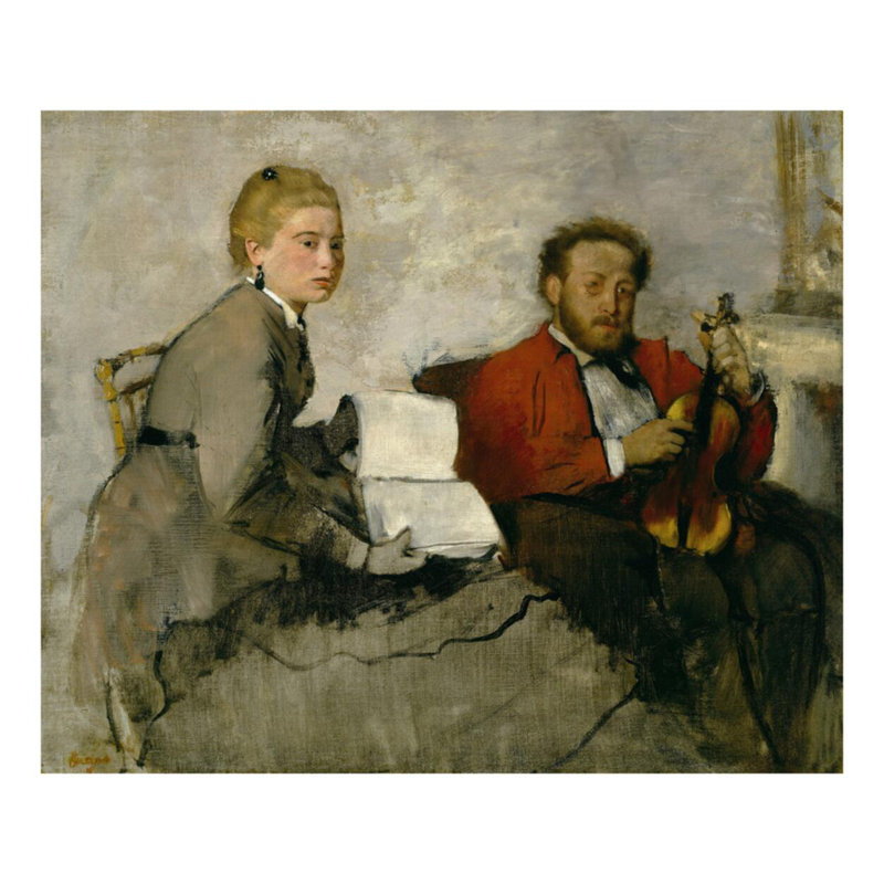 Violonist and Young Woman par Edgar Degas - Estampe numérique, H 32 po x l 40 po
