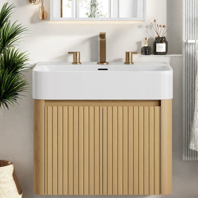Meuble-lavabo flottant avec lavabo, contreplaqué 36 po, rangement pour salle de bain moderne