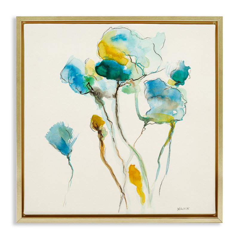 "Toile abstraite abstraite" encadrée par Patti Mann, Cadre flottant métallique doré, H 25 po x l 25 po