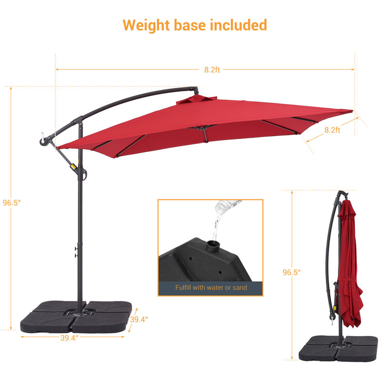  Parasol carré 98,4 po, Rouge