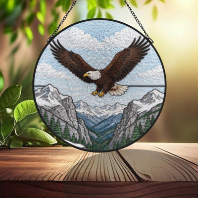 Aigle en vol au-dessus de vitraux Suncatcher pour décoration de fenêtre