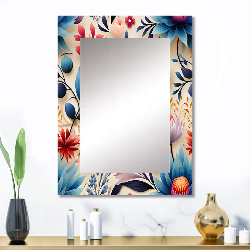 Motif botanique marocain, botanique, miroir mural unique, 32 po x 24 po