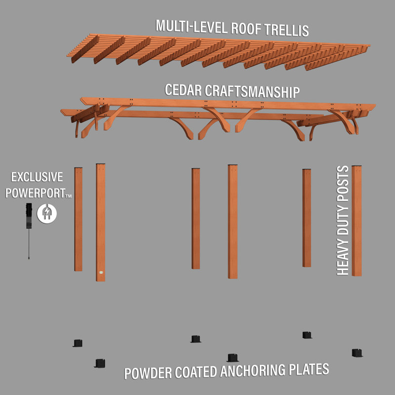 Ensemble de pergola d'extérieur en bois de cèdre 20 pi x 12 pi Backyard Discovery Beaumont