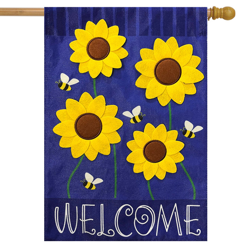 Drapeau de tournesols et abeilles, Plantes et fleurs