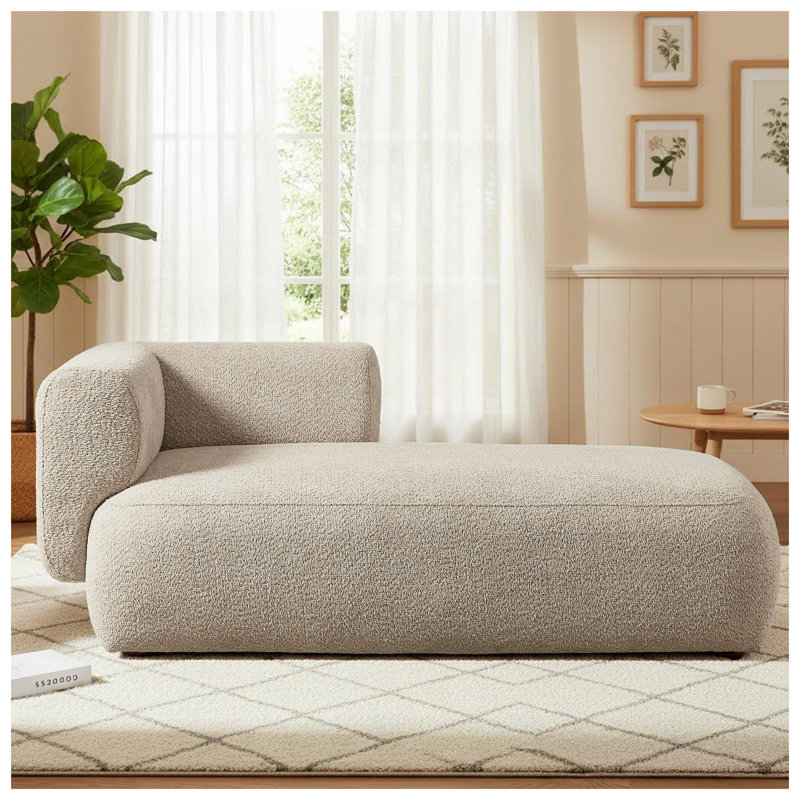 Chaise longue rembourrée Camel avec mousse haute densité et ressorts, mobilier de salon moderne et confortable