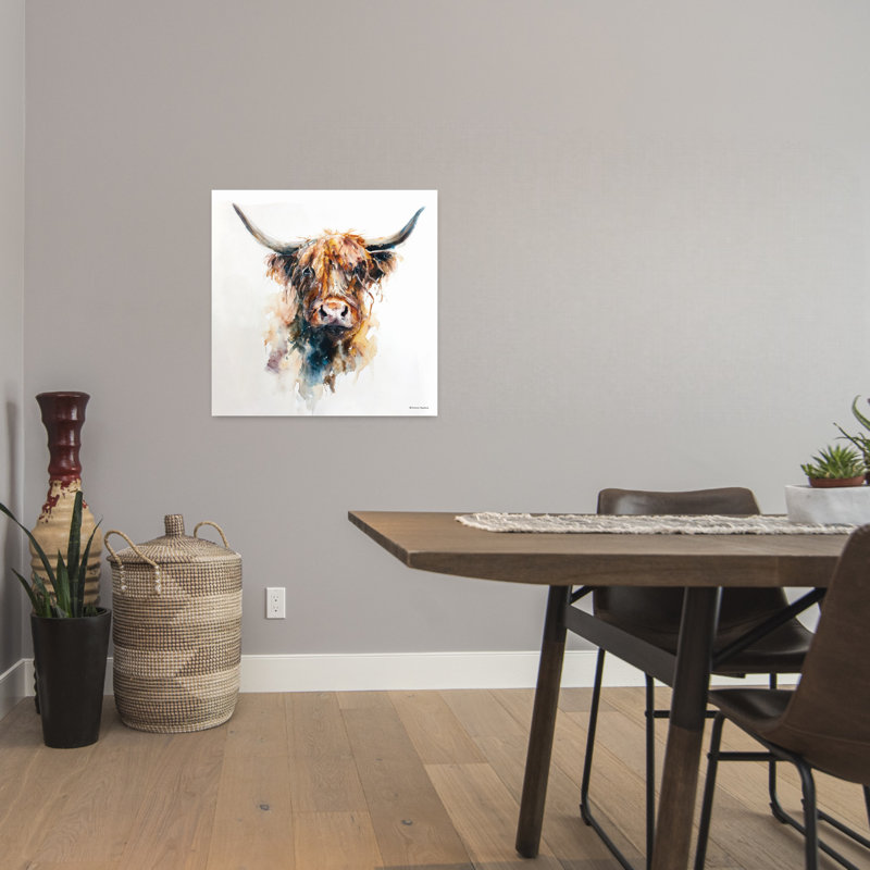 Vache avec une frange, art contemporain abstrait, 24" H x 24" W