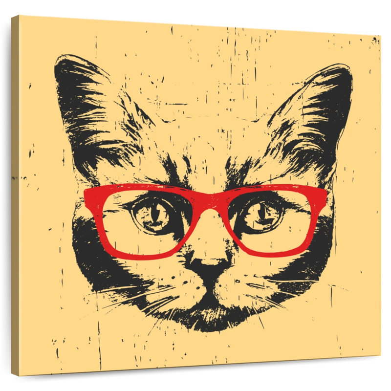 Brampt Cat With Glasses, 33" H x 33" W