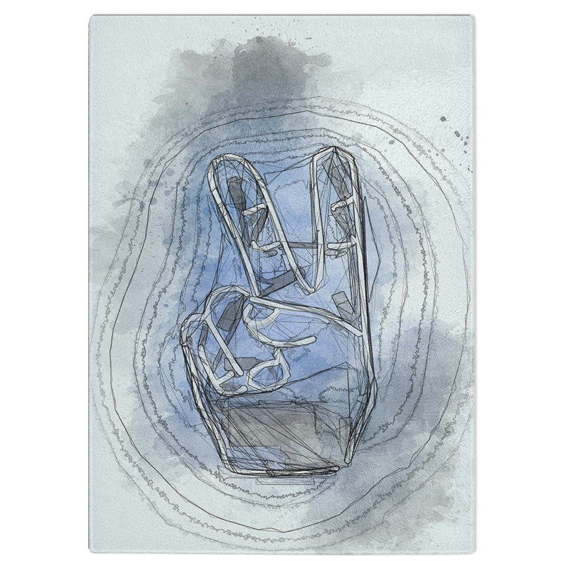 Tempered Glass Peace Sign Chopping Board, 28.5 cm W x 39 cm L