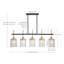 Farmhouse Chandelier 5-Light Linear Pendant Light for Dining Room, Kitchen Island Lighting with Water Ripple Glass Shades, Adjustable Black & Gold Hanging Fixture