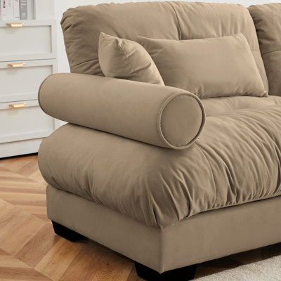 Extra Large 3 Seat Modern Velvet Sofa With Oversize Design, Cloud-Like Comfort, And Multiple Support Pillows For Ultimate Relaxation