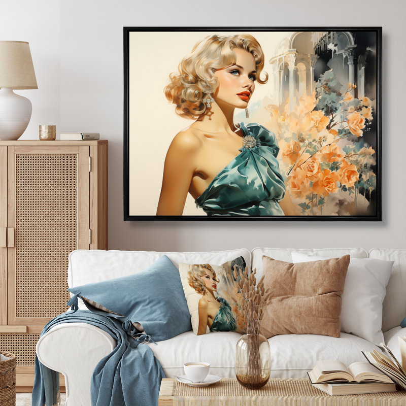 Fashion 1950S Radiant Portrait II - reproduction, 30" H x 40" W, Cadre flottant noir