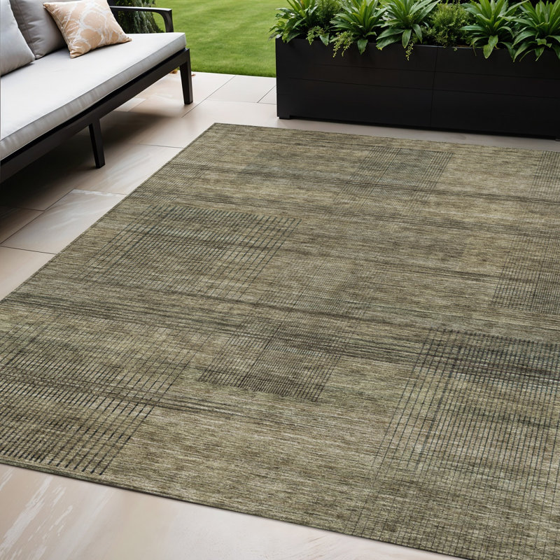 Tapis intérieur lavable rayé beige et taupe 5 pi x 8 pi