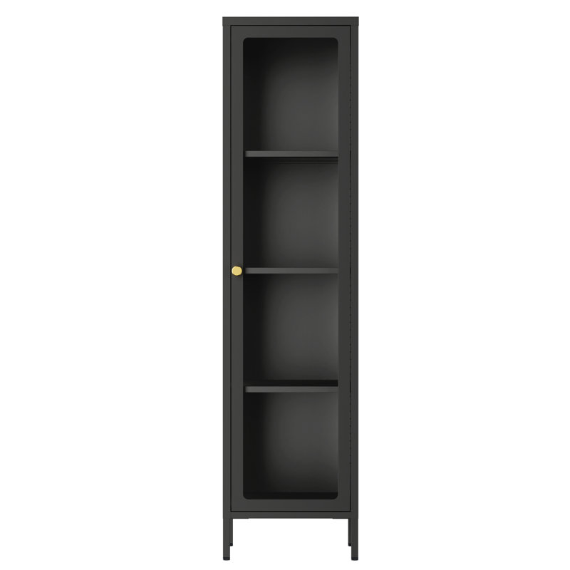 63"H 3-Sided Glass Display Cabinet With Adjustable Shelf, Black