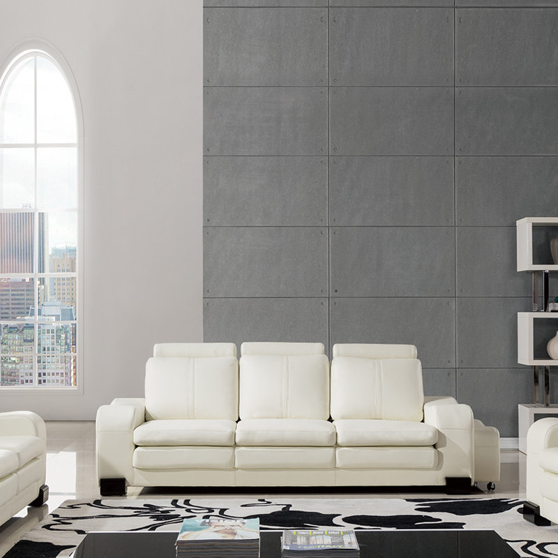 Vierra 89'' Faux Leather Sofa, Ivory