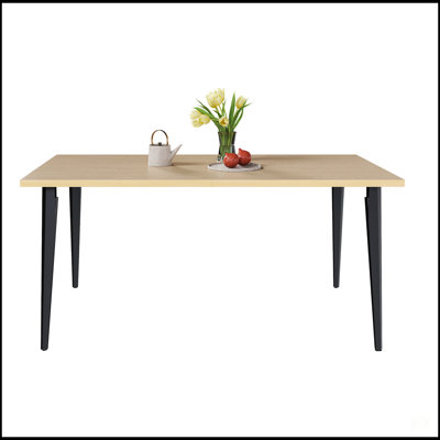 63-Inch Modern Dining Table, Wooden Tabletop & Rust-Resistant Iron Legs, Rectangular Kitchen Table For 6-8 People, Rustic Industrial Design For Dining Room, Patio (Table Only)