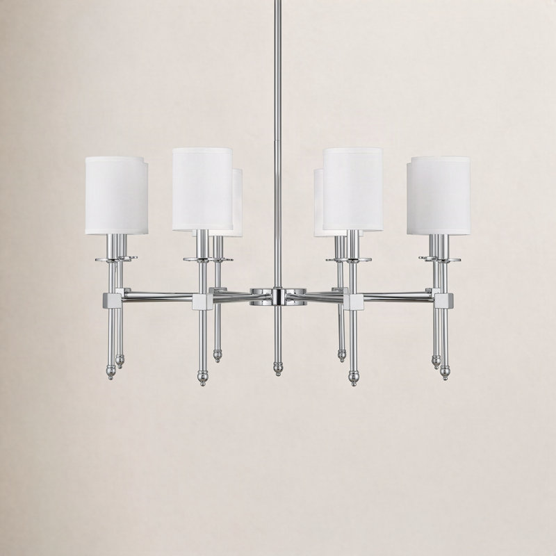 Keeling 8 - Light Steel Dimmable Chandelier, Polished Nickel