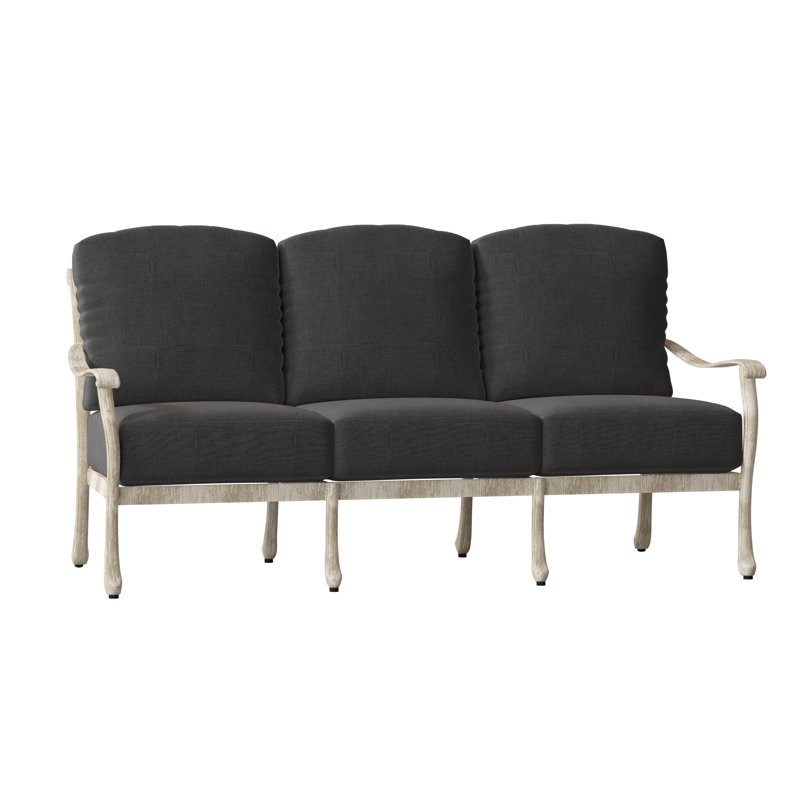 Casa 77.75'' Wide Aluminum Patio Sofa with Cushions, Weathered White, Canvas Spa Sunbrella® Canvas