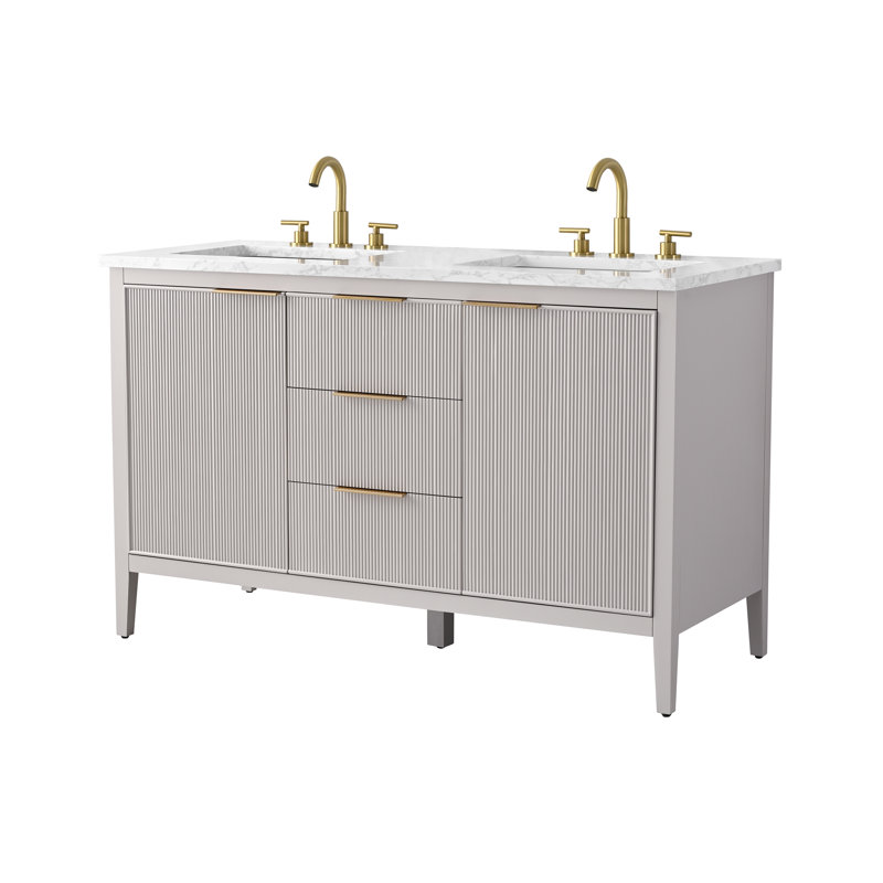 Emma 54" W Double Vanity, Taupe/Brushed Bronze