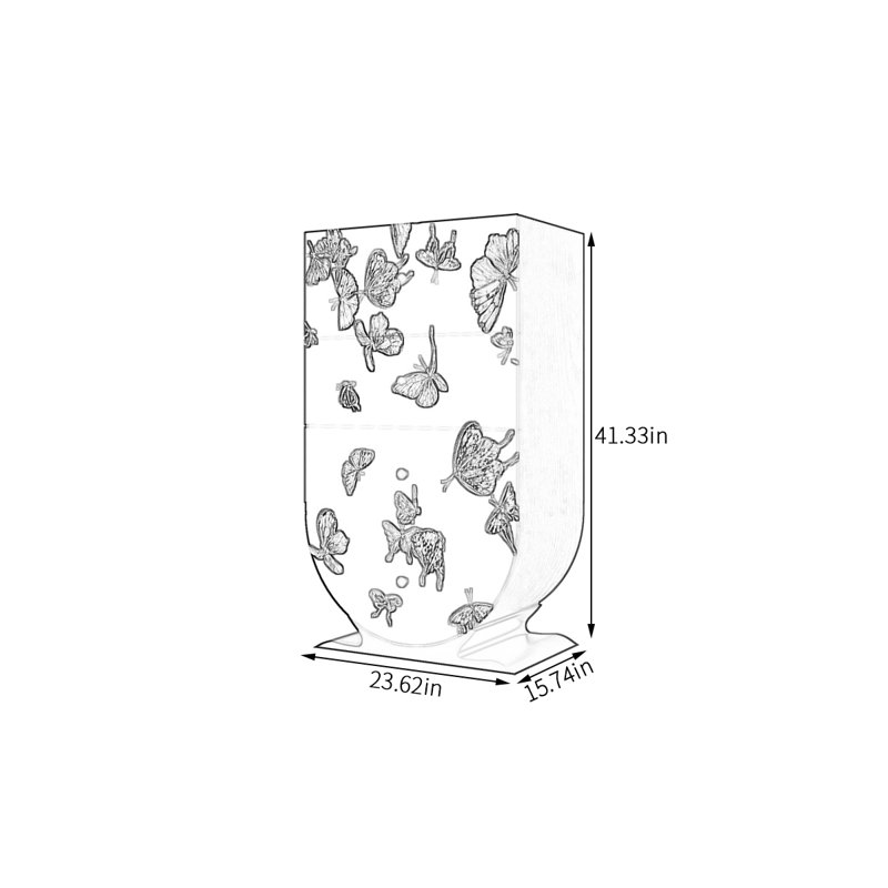 Solid Wood 4-Drawer Cabinet Butterfly  Pattern