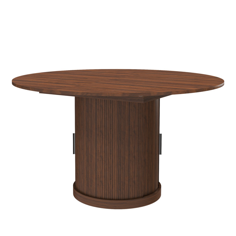 Table de salle à manger extensible Rangement pour 4 à 6 personnes, L 59,1 po x l 47,2 po x H 29,5 po, 1 pièce, table de salle à manger, noyer, plateau en bois aggloméré durable