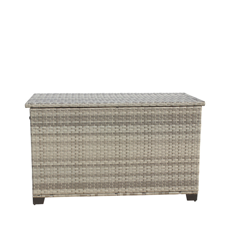 Wicker Patio Furniture Storage Box (Grey )