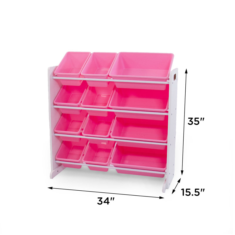 Bratton Mack & Milo™ Toy Organizer with Bins, Pink/White