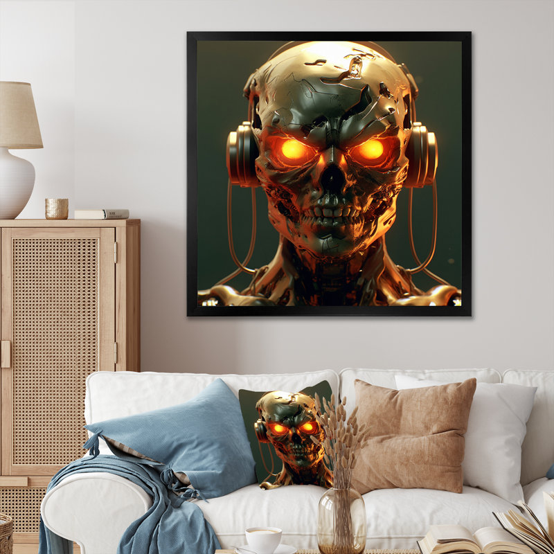 Robotic Demon I sur impression sur toile, Cadre simple noir, H 32 po x l 24 po x P 1 po