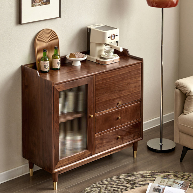 Buffet en bois massif Simple Simple, H 35,43 po x l 31,5 po x P 15,75 po, Marron foncé