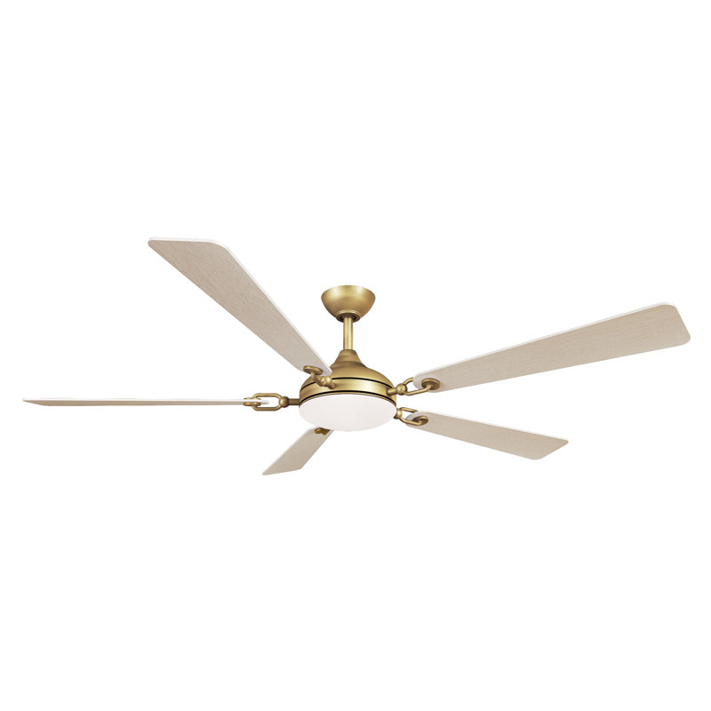 Ventilateur de plafond intelligent à DEL 5CCT Cadena, Laiton, Bois flottant chaud côtier