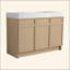 Meuble-lavabo autoportant 48 po avec lavabo en résine blanche et 3 portes d'armoire à fermeture en douceur