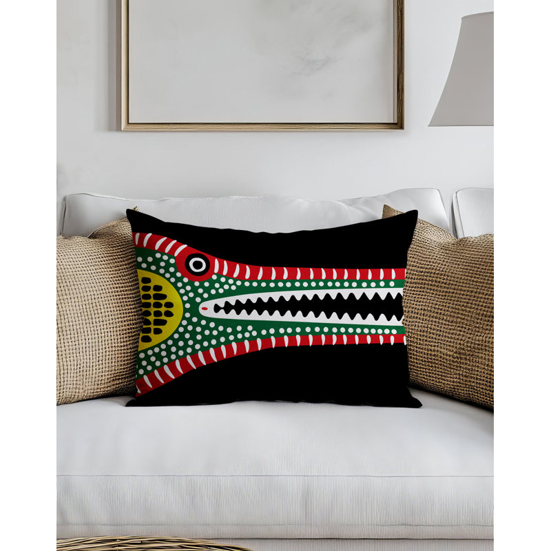 Criso Crocodille Folksy Rectangle Throw Pillow