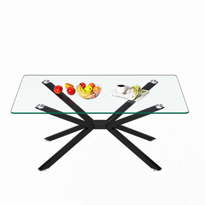 39.37" Rectangle Clear Glass Glass Coffee Table