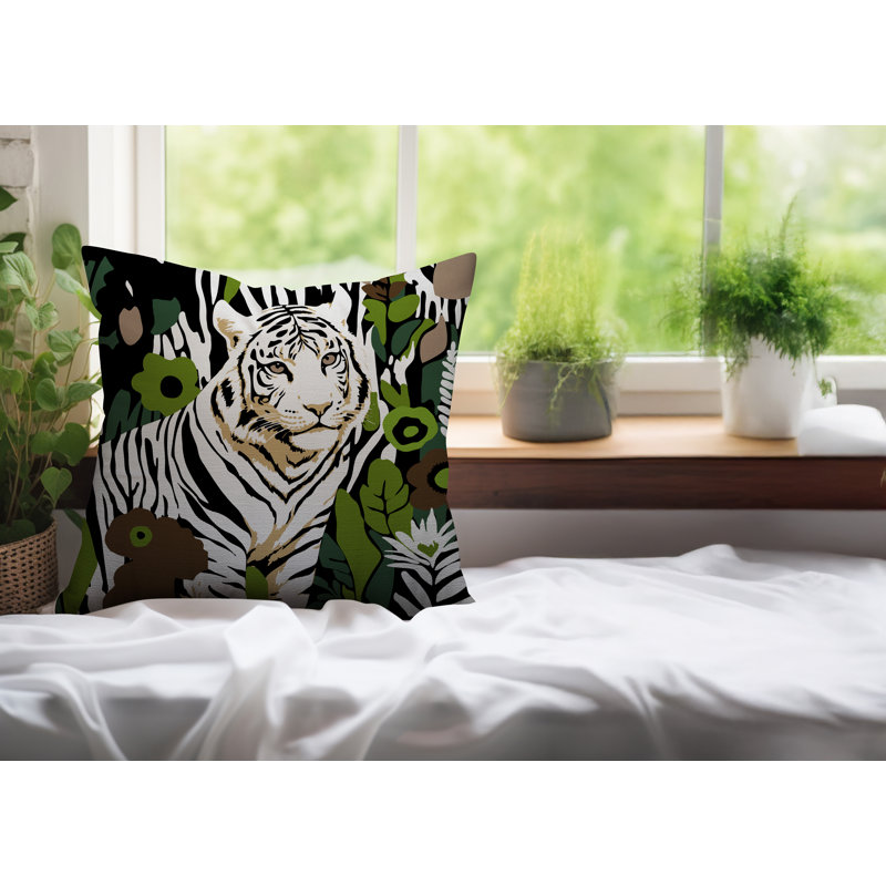 Oreiller carré réversible intérieur / extérieur Wilo Tiger, H 16 po x l 16 po, Noir