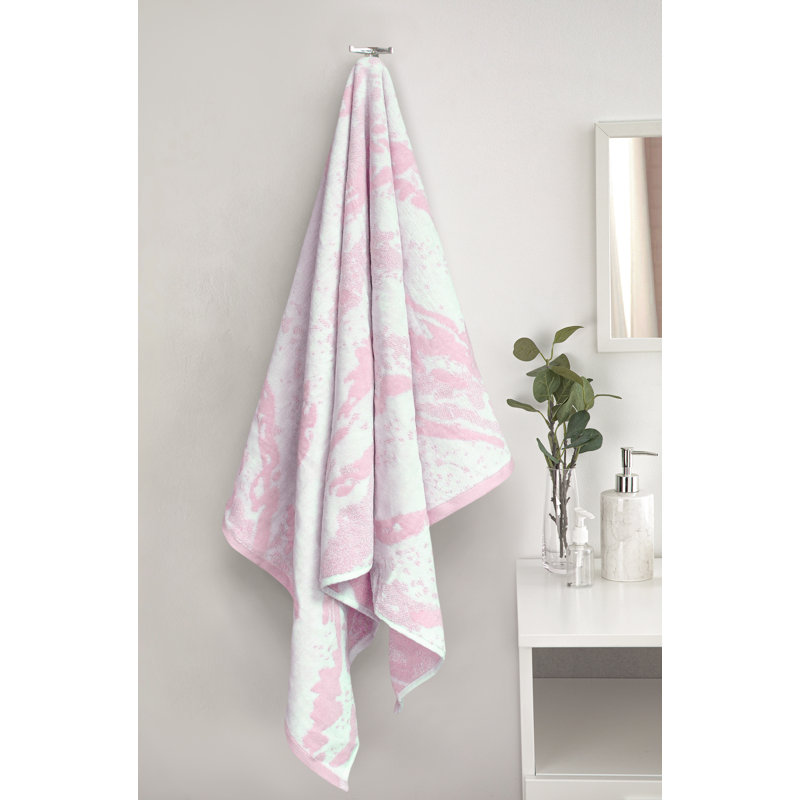 Trotwood Cotton Opulent Marble Pattern Hand Towel, Pink