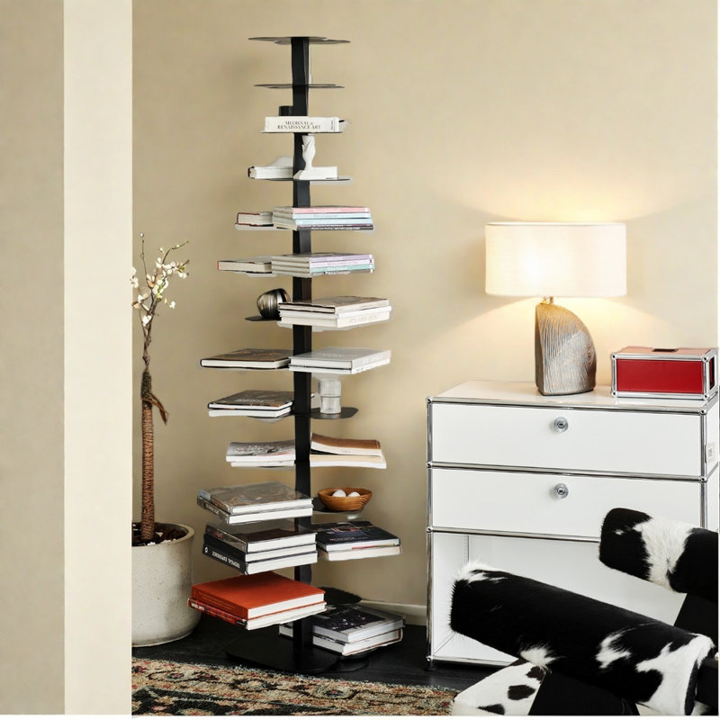Spiral shape rotating bookcase, Black
