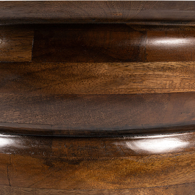 Sable Round Mango Wood Coffee Table with Ribbed Base