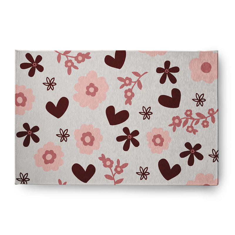 Tapis en chenille Flowery Love Valentines, Rectangle 4 pi x 6 pi