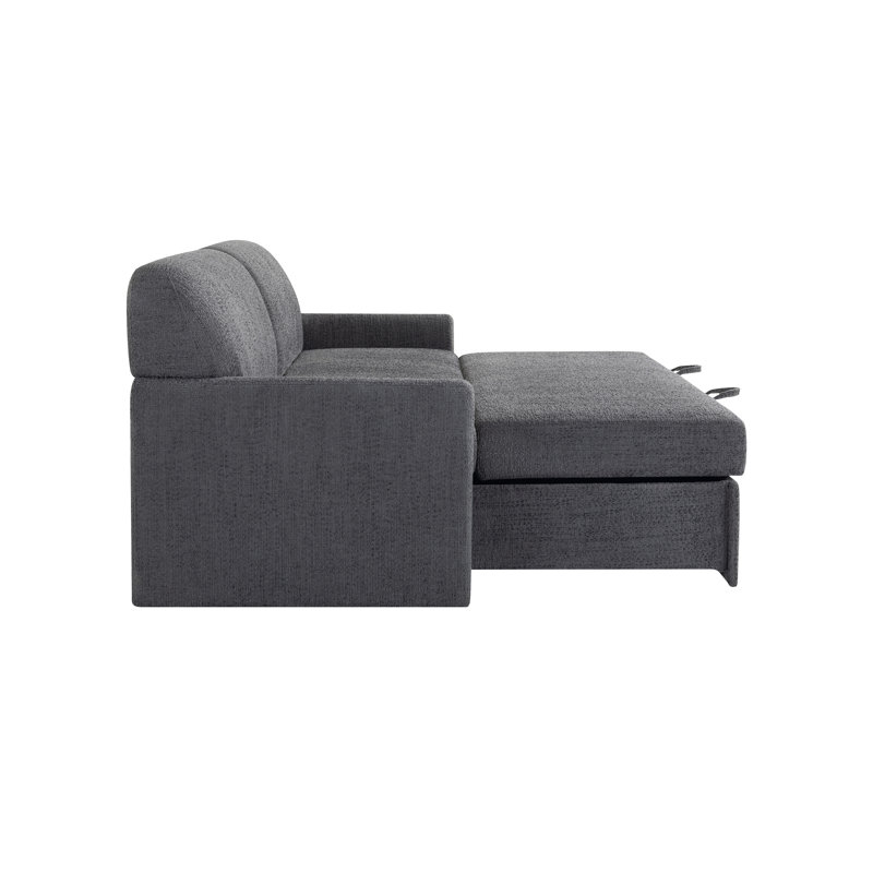 Serta® Willard 89.6” Full Sleeper Sofa Modern Boho Easy Assembly Dream Coil Comfort Chenille Fabric, Charcoal