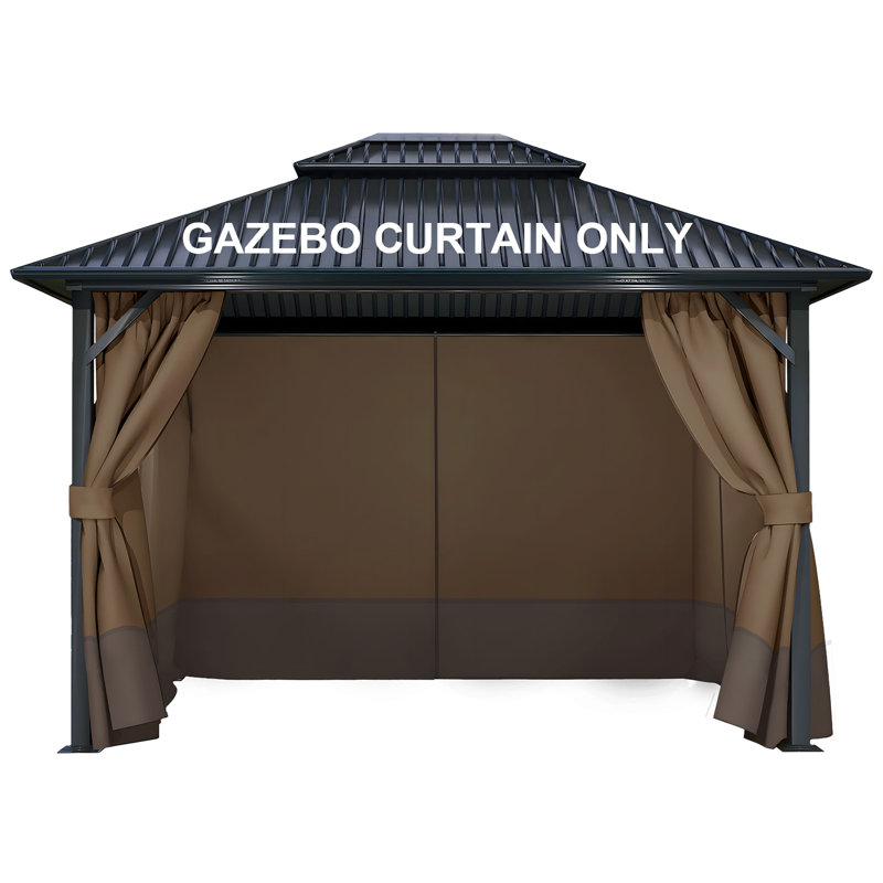 4-Panel Outdoor Gazebo Curtains, 82.7" H x 120" W144" D, Brown/Coffee