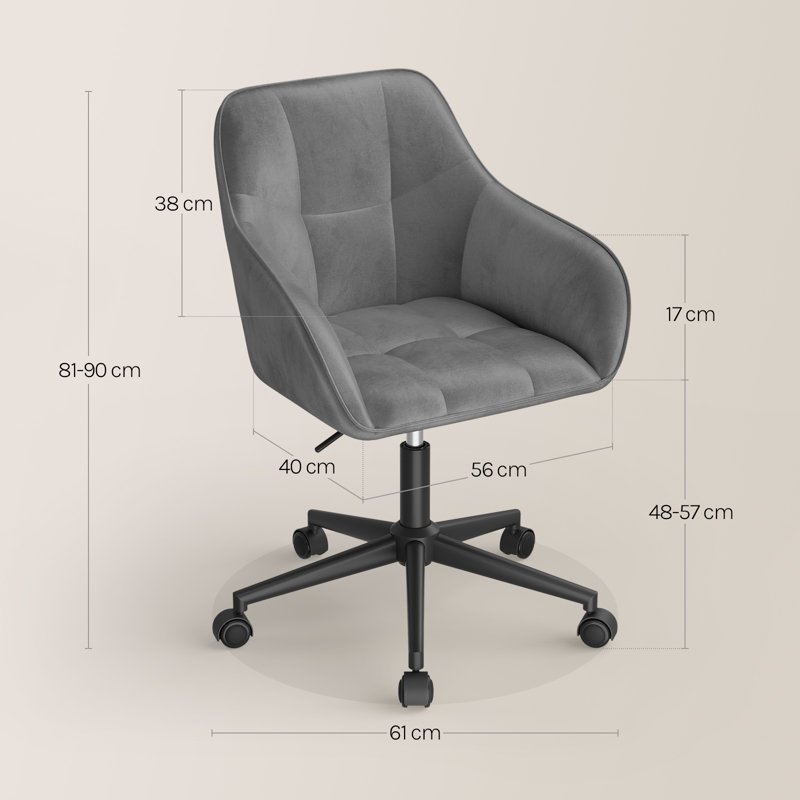 Fairmont Park Failand Velvet Task Chair, Dark Grey