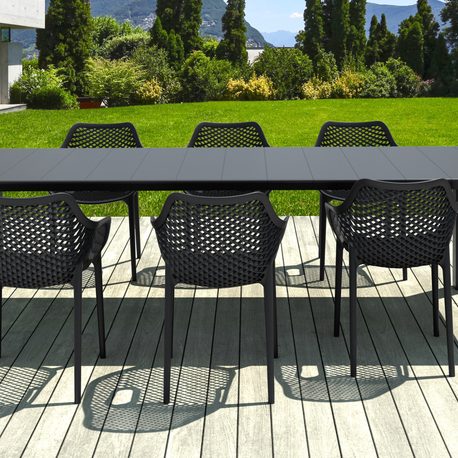 Farrah 39" Patio Dining Set, Black